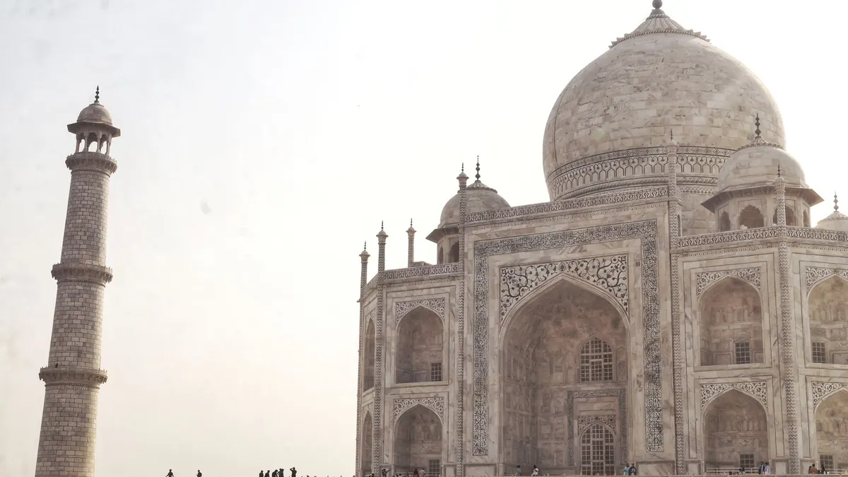 Beautiful view of the Taj Mahal with clear skies, a UNESCO World Heritage Site in Agra, India.