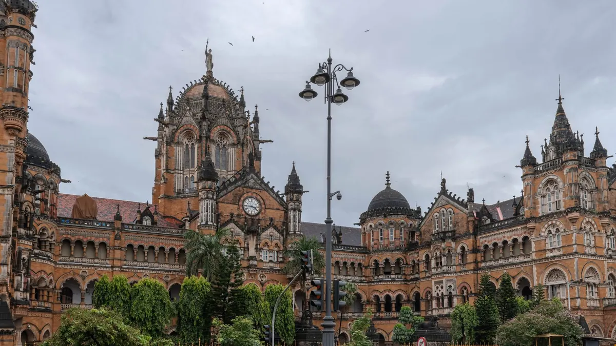 Beautiful view of the Chhatrapati Shivaji Maharaj Terminus, an iconic Mumbai railway station.
